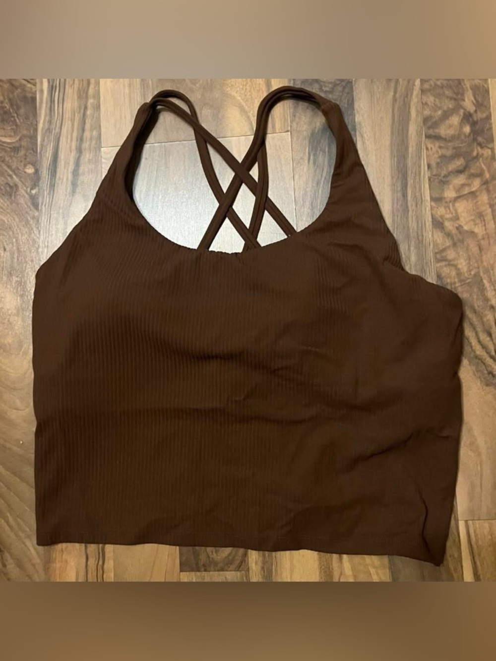 Women's Chocolate Brown Crisscross Back Tank Top